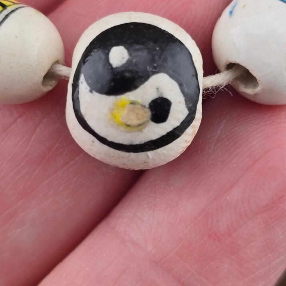 Hand-Painted Ceramic Beaded Necklace With Wildlife & Landscape Scenes READ - Picture 7 of 13